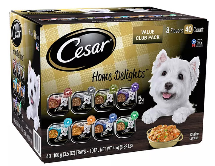 Cesar Home Delights Wet Dog Food, 8 Flavor Variety Pack in Sauces (3.5 oz., 40 ct.) - Eshop House LLC