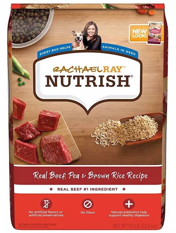 Rachael Ray Nutrish Dry Dog Food, Real Beef, Pea & Brown Rice Recipe (50 lbs.) - Eshop House LLC