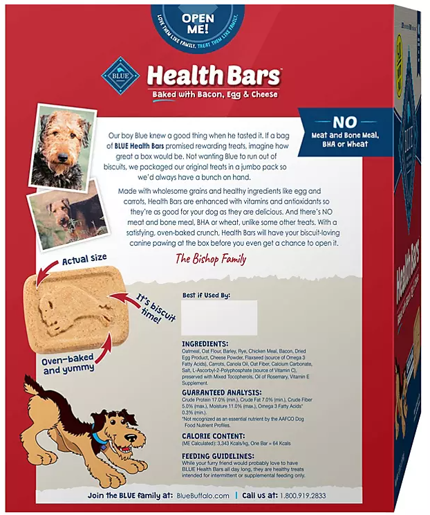 BLUE Buffalo Health Bars Crunchy Dog Treat Biscuits, Bacon, Egg & Cheese (5 lbs.) - Eshop House LLC