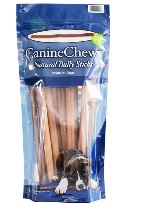 Canine Chews Natural 12" Bully Sticks Dog Treats, Beef Flavor (12 sticks) - Eshop House LLC