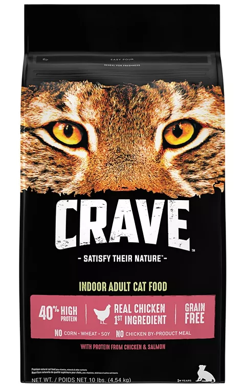 Crave Indoor Adult High-Protein Grain-Free Dry Cat Food, Chicken & Salmon (10 lbs.) - Eshop House LLC