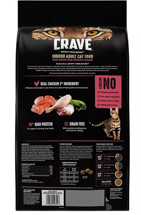 Crave Indoor Adult High-Protein Grain-Free Dry Cat Food, Chicken & Salmon (10 lbs.) - Eshop House LLC