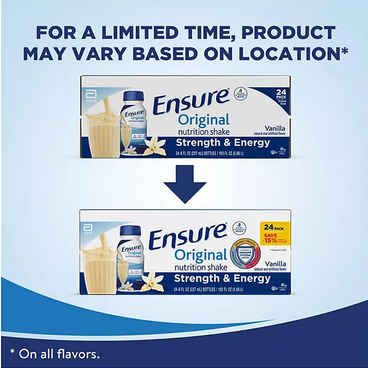 Ensure Original Nutrition Shake, Small Meal Replacement Shake, Vanilla (8 fl. oz., 24 ct.) - Eshop House LLC