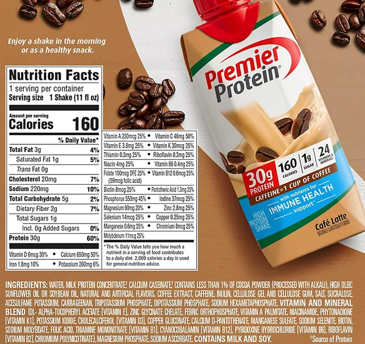 Premier Protein 30g. High Protein Shake, Café Latte (11 fl. oz., 15 pk.) - Eshop House LLC