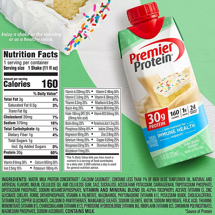 Premier Protein 30g. High Protein Shake, Cake Batter Delight (11 fl. oz., 15 pk.) - Eshop House LLC