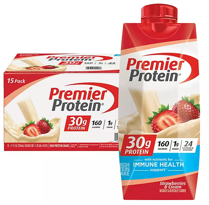 Premier Protein 30g. High Protein Shake, Strawberries & Cream (11 fl. oz., 15 pk.) - Eshop House LLC