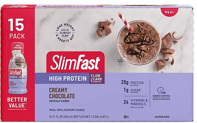 SlimFast Advanced Creamy Chocolate High Protein Ready to Drink Meal Replacement Shakes (11 fl. oz., 15 pk.) - Eshop House LLC