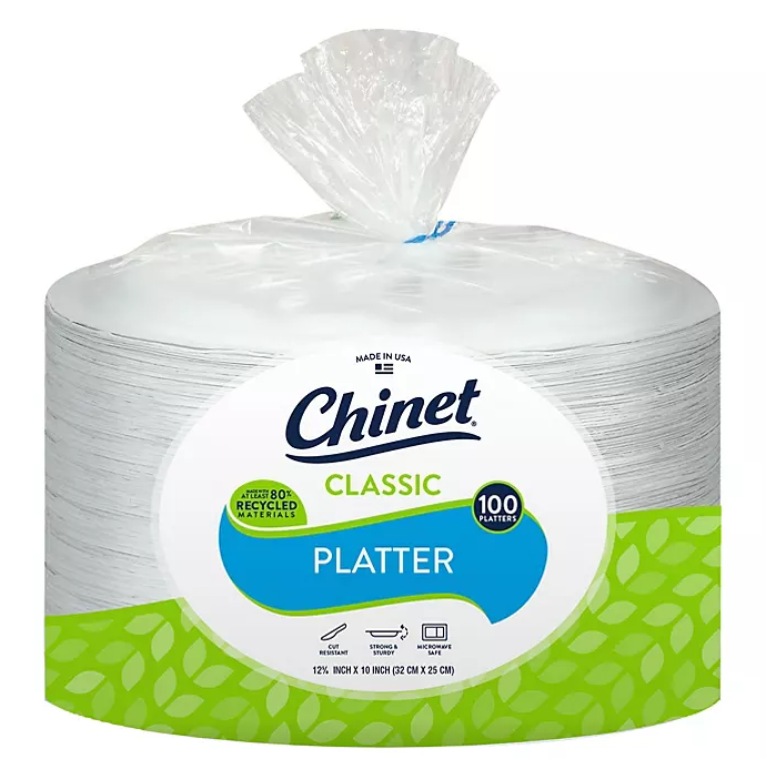 Chinet Classic White Oval Platter Plates, 12.625" x 10" (100 ct.) - Eshop House LLC