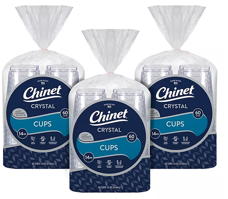 Chinet Cut Crystal 14 oz. Cup (3 sets of 60 ct., total of 180 cups) - Eshop House LLC