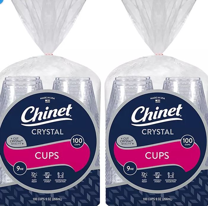 Chinet Cut Crystal Cups, 9 oz. (100 cups/pk., 2 pk.) - Eshop House LLC