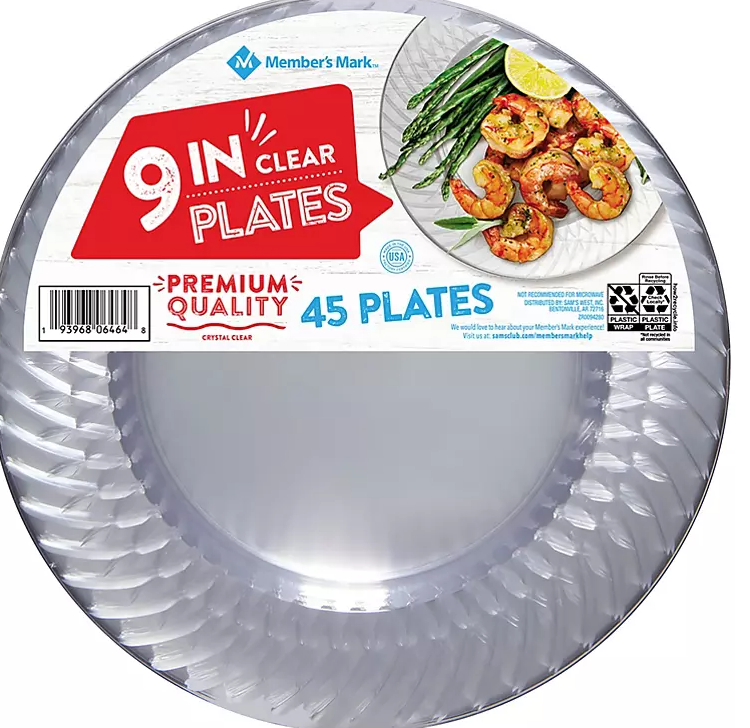 Member's Mark Clear Plastic Plates, 9" (45 ct.) - Eshop House LLC