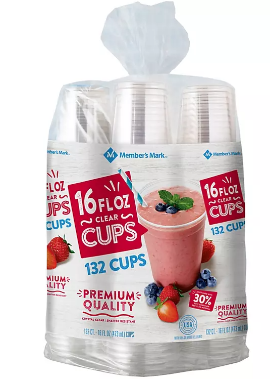Member's Mark Clear Plastic Cups, 16 oz. (132 ct.) - Eshop House LLC
