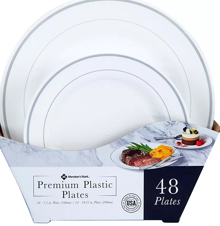 Member's Mark Premium Plastic Heavyweight Plates, Combo Pack (48 ct.) - Eshop House LLC