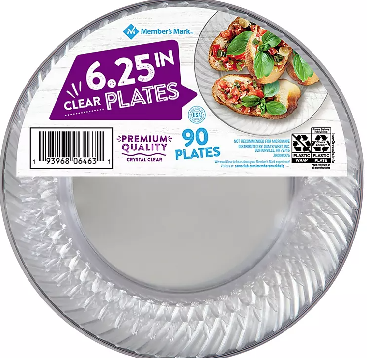 Member's Mark Clear Plastic Plates, 6.25" (90 ct.) - Eshop House LLC