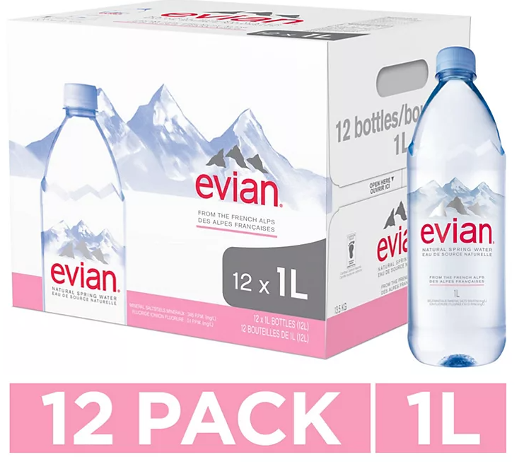 evian Natural Spring Water (1 L bottles, 12 pk.) - Eshop House LLC