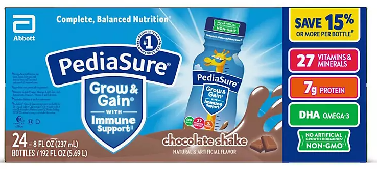 PediaSure Grow and Gain Nutrition Shake for Kids, Chocolate (8 fl. oz., 24 pk.) - Eshop House LLC