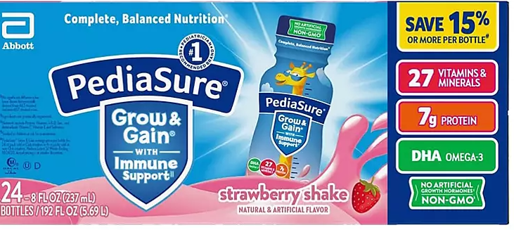 PediaSure Grow and Gain Nutrition Shake for Kids, Strawberry (8 fl. oz., 24 pk.) - Eshop House LLC