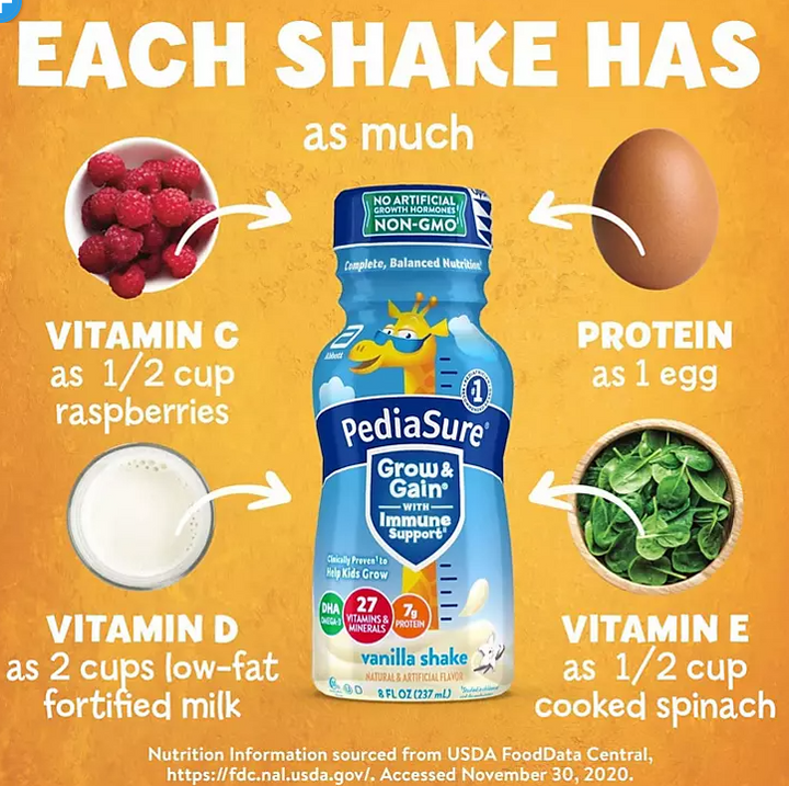 PediaSure Grow and Gain Nutrition Shake for Kids, Vanilla (8 fl. oz., 24 pk.) - Eshop House LLC