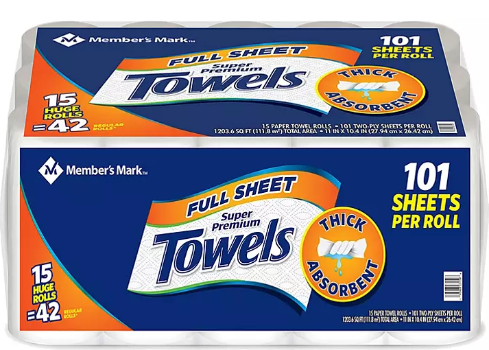 Member's Mark Premium Full Sheet Paper Towels (15 Huge rolls, 101 sheets/roll, 2-Ply) - Eshop House LLC