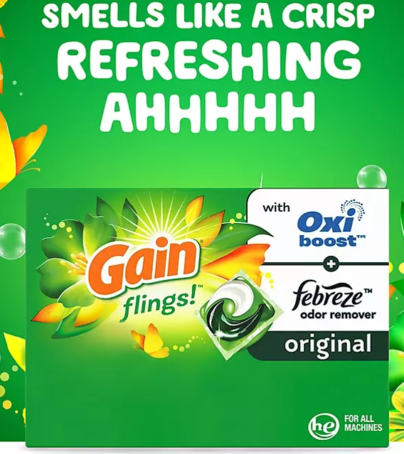 Gain Flings! Liquid Laundry Detergent Pacs, Original Scent (152 ct.) - Eshop House LLC