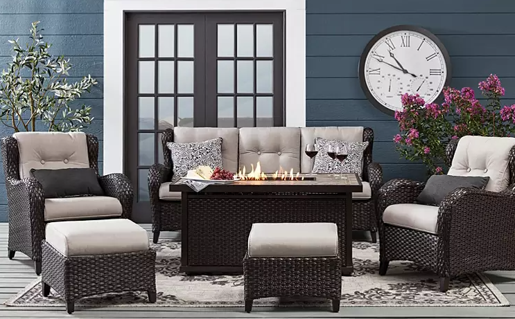 Member's Mark Heritage 6-Piece Deep Seating Fire Pit Set with Sunbrella Fabric - Eshop House LLC