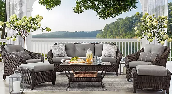 Member's Mark Toronto 6-Piece Patio Deep Seating Set with Sunbrella Fabric - Gray - Eshop House LLC