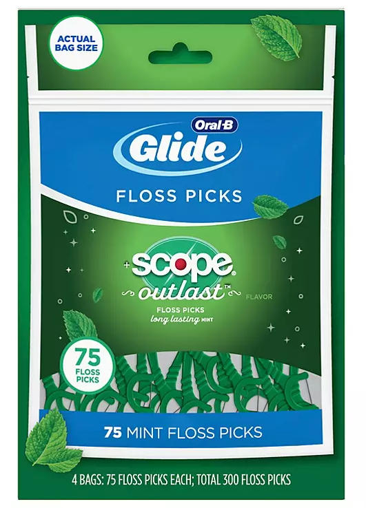 Oral-B Glide Floss Picks, Scope Outlast (75 ct., 4 pk.)