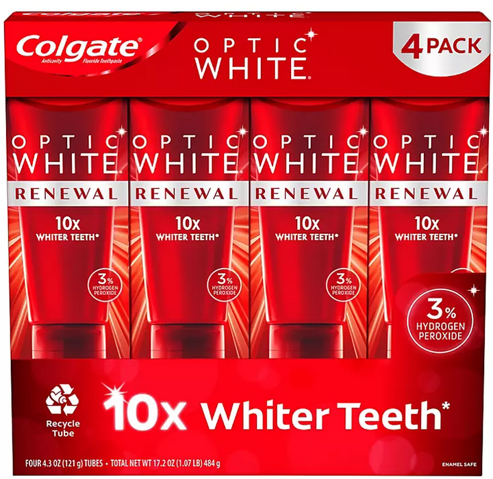 Colgate Optic White Renewal Whitening Toothpaste (4.3 oz., 4 pk.)