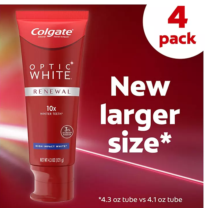 Colgate Optic White Renewal Whitening Toothpaste (4.3 oz., 4 pk.)
