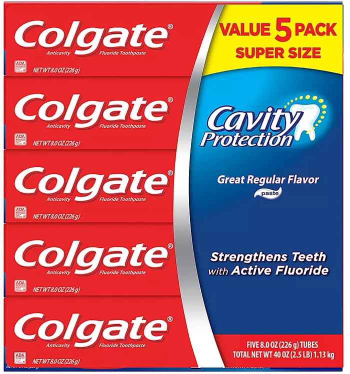 Colgate Cavity Protection Toothpaste with Fluoride, Regular Flavor (8 oz., 5 pk.)