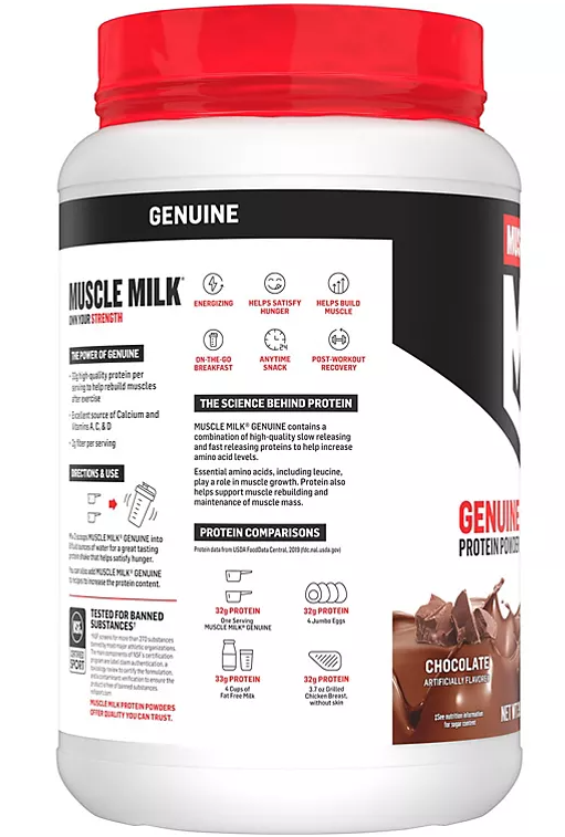 Muscle Milk Genuine Protein Powder, Chocolate (39.5 oz.)