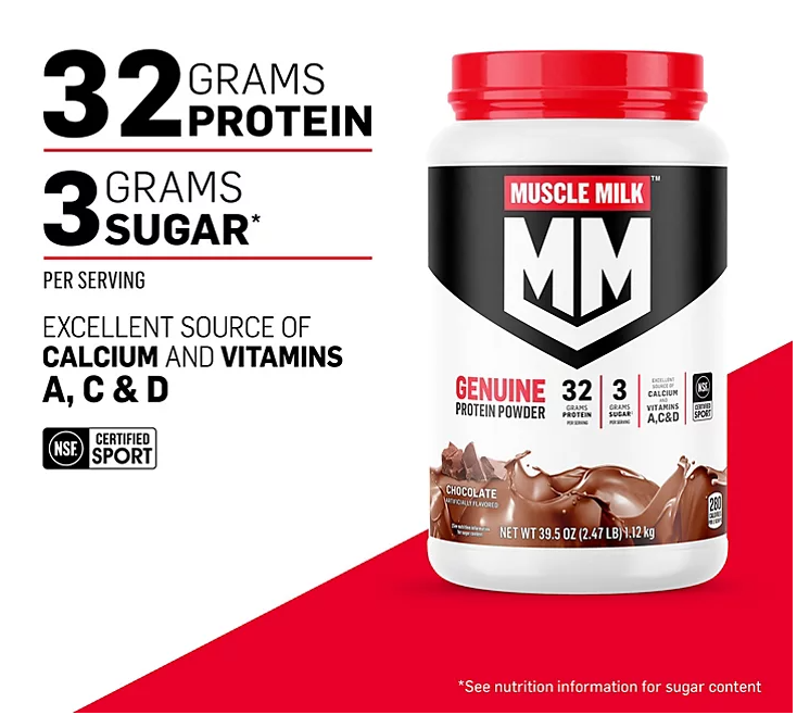 Muscle Milk Genuine Protein Powder, Chocolate (39.5 oz.)