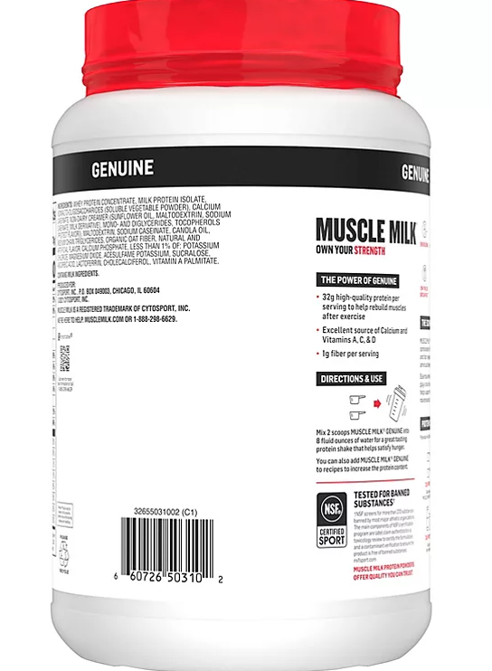 Muscle Milk Genuine Protein Powder, Vanilla Cream (39.5 oz.)