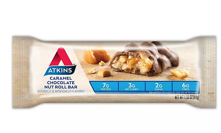Atkins Snack Bar, Caramel Chocolate Nut Roll, Keto Friendly (20 ct.)