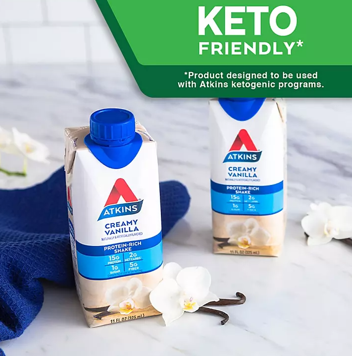 Atkins Gluten Free Protein-Rich Shake, Creamy Vanilla, Keto Friendly (15 pk.)