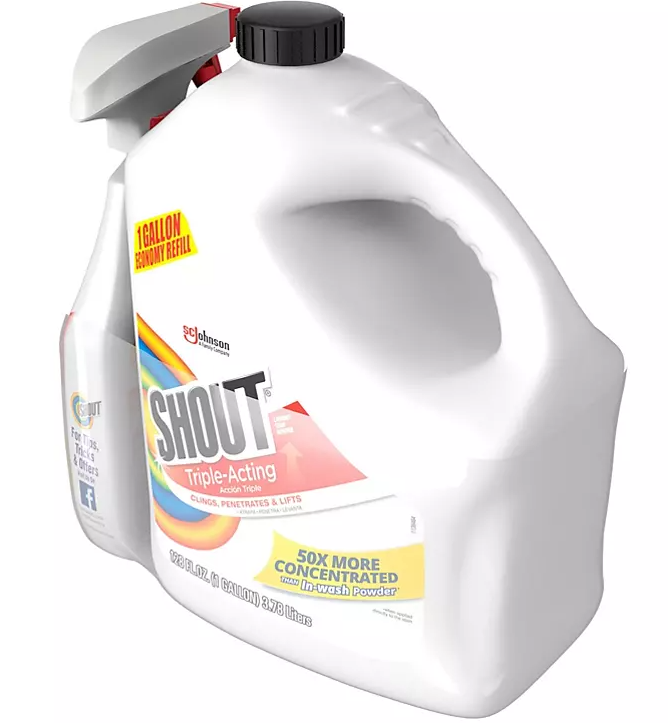 Shout Triple-Acting Laundry Stain Remover (128 fl. oz. refill + 22 fl. oz. trigger)
