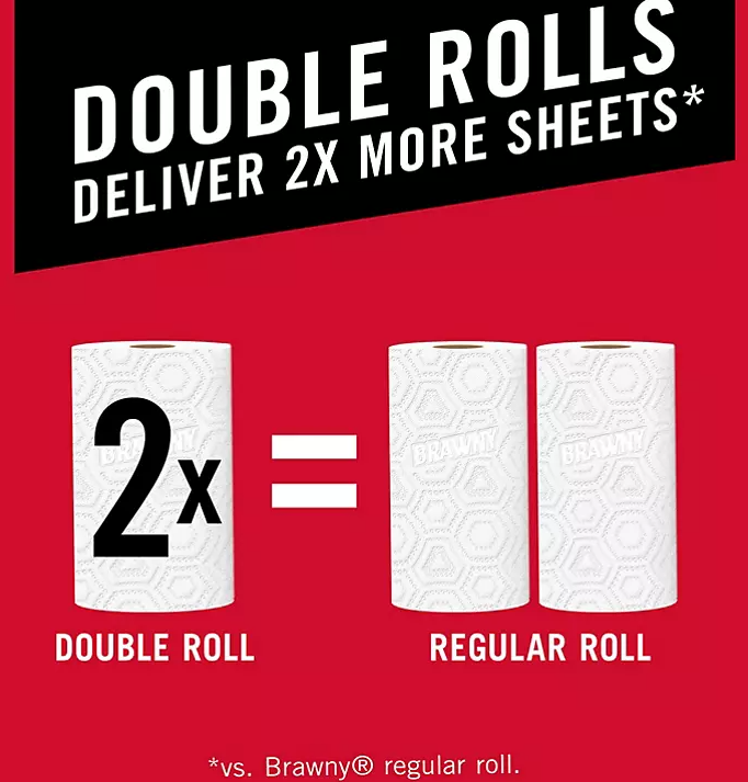 Brawny Tear-A-Square 2-Ply Paper Towels, Double Rolls (120 sheets/roll, 16 rolls)