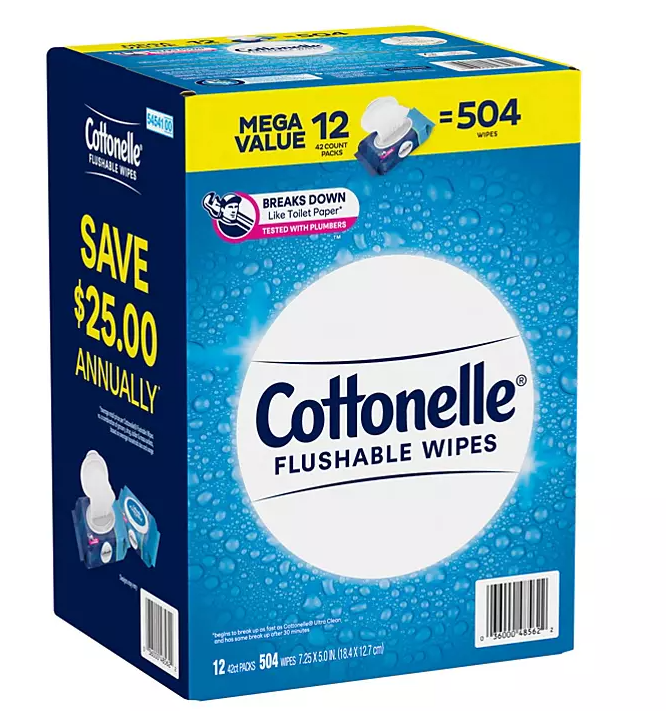 Cottonelle Fresh Care Flushable Wet Wipes, 12 Flip Top Packs (42 wipes/pk., 12 pk.)