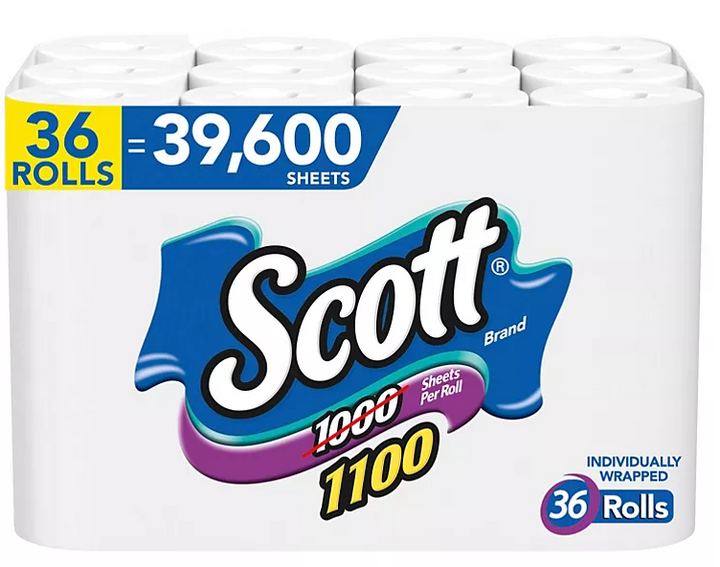 Scott 1100 1-Ply Toilet Paper (1100 sheets/roll, 36 rolls)