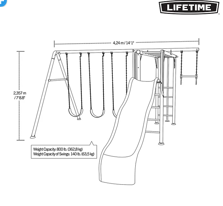 Lifetime Monkey Bar Adventure Swing Set