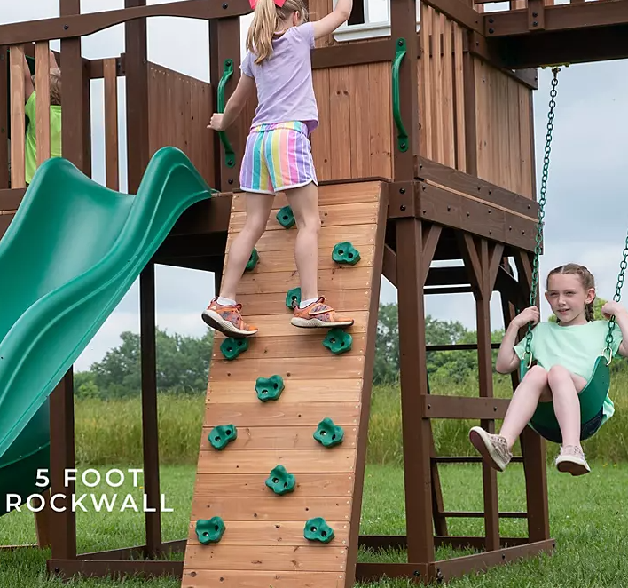 Backyard Discovery Skyfort III Cedar Swing Set with Tube Slide