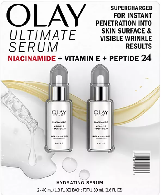 Olay Ultimate Niacinamide + Vitamin E + Peptide 24 Hydrating Serum (1.3 fl. oz., 2 pk.)